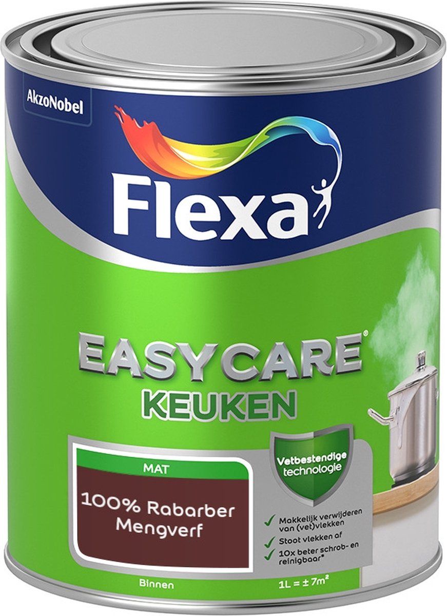 FLEXA Easycare Muurverf - Keuken - Mat - Mengkleur - 100% Rabarber - 1 liter