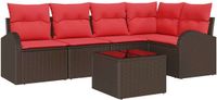 vidaXL Tuinbankenset 6 st Bruin en Rood poly rattan