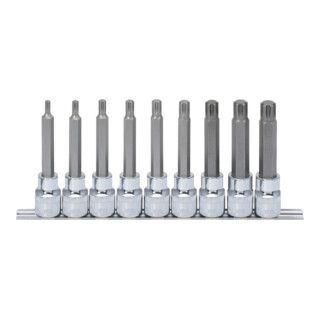 KS Tools 1/2" CHROMEplus RIBE Bit Socket Set, Long, 9-Piece M5-M14