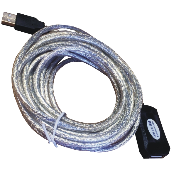 M-Cab USB A/USB A M/F 5m Zwart, Zilver