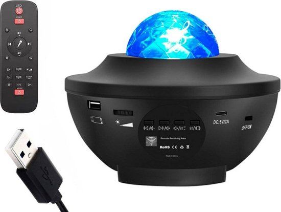 Merkloos Galaxy Projector - Star Projector with Dimming, LED, USB Powered - Includes Remote and Batteries