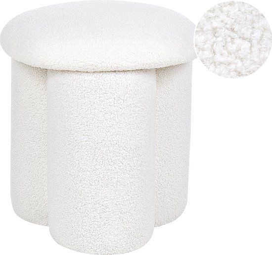 Beliani CARRINGTON Poef - Wit - Bouclé - Rond - 40 cm