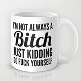 Acen Ik ben niet Altijd een teef, Gewoon Kidding' Grappige Serie Koffiemok 11oz, Keramisch Wit, 9 x 9 x 9 cm