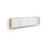 Meuble TV effet bois blanc et chêne 207x35x61cm avec pieds