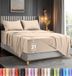 Utopia Bedding Queensize lakenset - Zachte microvezel 4-delige luxe lakens met diepe zakken - geborduurde kussenslopen - hoeslaken met zijopbergzak - plat laken (beige)
