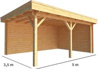 Merkloos Overkapping Lisa 500 cm bij 350 cm diep Plat dak bruin