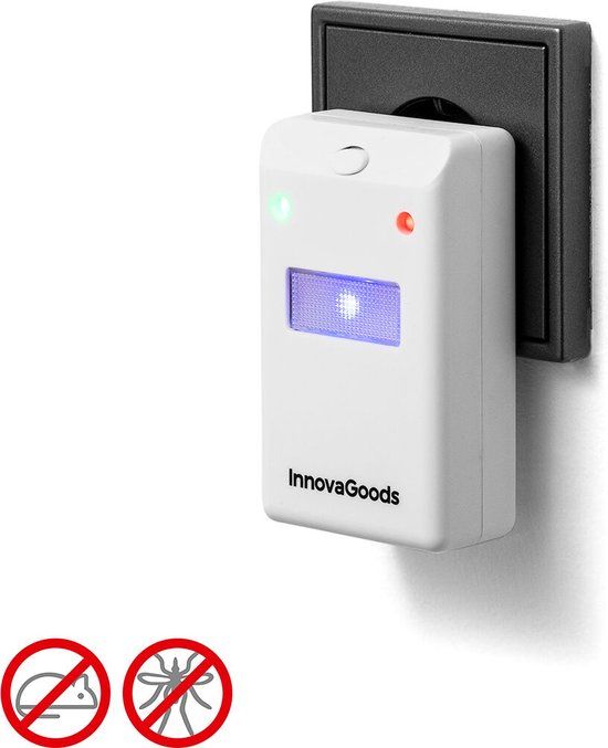 InnovaGoods Killekt Duo - Ultrasone Ongediertebestrijder met Ledlicht - 2 Stuks - Wit