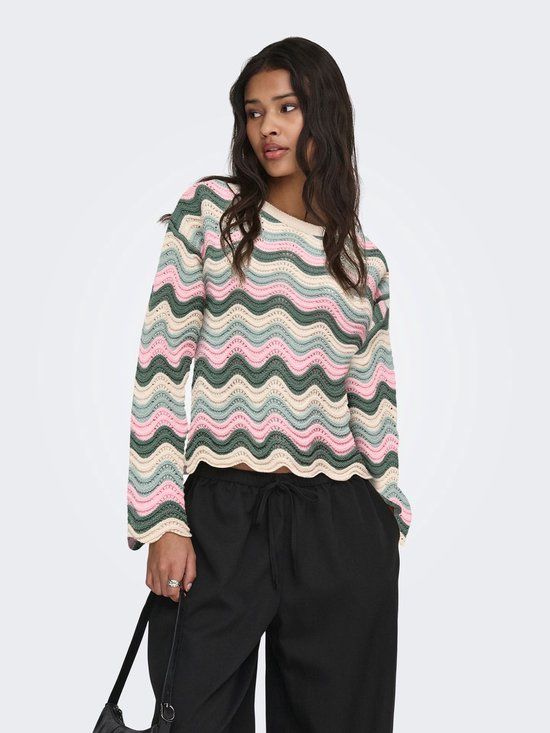 ONLY ONLASA LS WAVE STRUCTURE O-NECK CC KNT Meisjes Gebreide Truien M Katoen Acryl