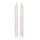 Magic Flame Dinerkaarsen - LED - 2x stuks - wit - 25 cm - met glitters