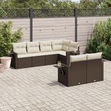 Prolenta Maison Exclusive - Tuinset voor de tuin, 7-delig, met kussens, bruin, van polyrotan
