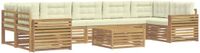 vidaXL - Buitenbank set - 8-delig - Wit en crèmekleurig - Massief Acacia Hout