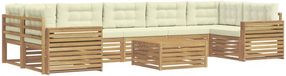vidaXL - Buitenbank set - 8-delig - Wit en crèmekleurig - Massief Acacia Hout