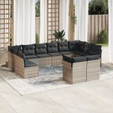 Maison Exclusive - Ensemble de jardin, 12 pièces, avec coussins gris clair, en polyrotin