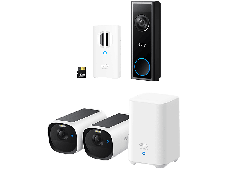 Eufy Eufycam E40 With Hb2 + Doorbell C31 Sd Card And Chime Slimme Buitencamera Wit