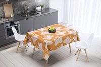 Bonamaison Tafelkleed, Anti-Mold, Sneldrogend, Waterdicht, 100% Polyester Tafellaken, Oranje, gebroken wit, 140 x 140 Cm