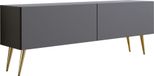 Meuble TV: anthracite, avec pieds dorés, 140 x 52 x 32 cm