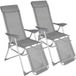 tectake® - Set van 2 klapstoelen - Aluminium tuinstoelen - Inklapbaar met hoofdsteun en voetensteun - Ligstoelen voor in de tuin, terras of balkon - Campingstoel - Grijs