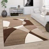 Paco Home Vloerkleed Woonkamer Laagpolig Modern 3D Look Contour Gesneden Abstract Patroon 80x150 cm Bruin
