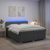 vidaXL Boxspringbed met matelas, gris foncé, 200 x 200 cm