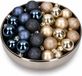 Kaemingk B.V. Petites boules de Noël - 28x pièces - bleu foncé champagne - 3 cm - incassable - format mini
