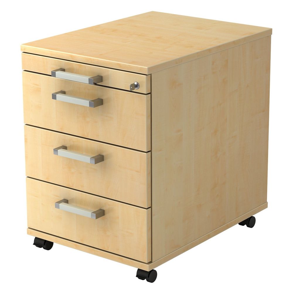 Ladeblok - 3 Lades - Verrijdbaar - Esdoorn - 42,8 x 58 x 59 cm - Signa Ac30 CE