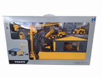 New Ray Volvo De Cast Playset met Crane 1 Shed, 32105 SS, geel