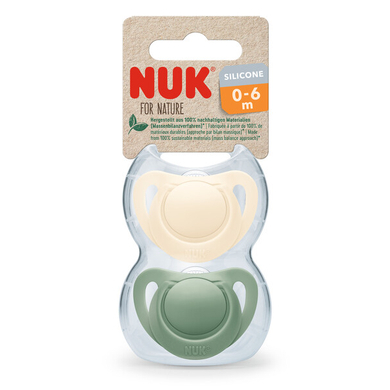 NUK NUK Fopspeen Voor Nature Siliconen 0-6 maanden groen/crème 2-pack