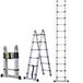 COOCHEER 5 m telescopische ladder, vouwladder, aluminium, 16 antislip treden, maximale belasting: 150 kg