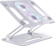DrPhone LSH2 Aluminium Laptop Houder – 10 tot 17.3 inch - Vouwbaar- Z-Type - Dubbellaags met koelingventilators- Ergonomisch - Zilver