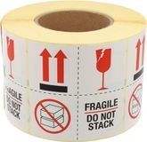 DULA Waarschuwingsetiket Fragile Do not stack 100x100 mm - Kern 76mm - 1000 per rol