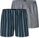 Schiesser Boxershorts 2-pack geweven stof strepen meerkleurig - Boxershorts multipack Heren Onderbroek - grijs, blauw