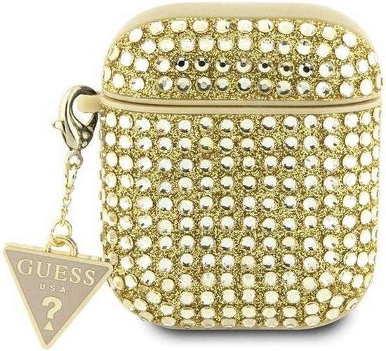 Guess Rhinestones Triangle Logo AirPods Case - Gold - for Apple AirPods 1 & 2 - Hardcase