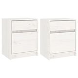 VidaXL Nachtkastjes 2 stuks 40x31x50 cm Massief Grenenhout Wit