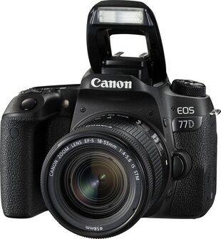 Canon EOS 77D SLR Camera with 18-55mm Lens Kit - Black