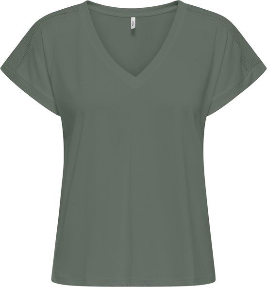 ONLY MATERNITY ONLY - OLMFREE LIFE S/S V-NECK LACE TOP JRS - Dames - Blouses - M - Modal/Polyester - Groen