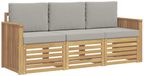 vidaXL - Canapé-set - 3 pièces - Blanc et gris clair - Polyester