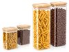 Arendo Pots de stockage avec couvercle en bambou, 4 pièces