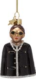 Vondels Fashionista Boule de Noël en verre noir de 8 cm