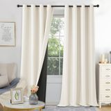 Icecat Set van 2 lichtbeige, lichtdoorlatende gordijnen met thermische eigenschappen