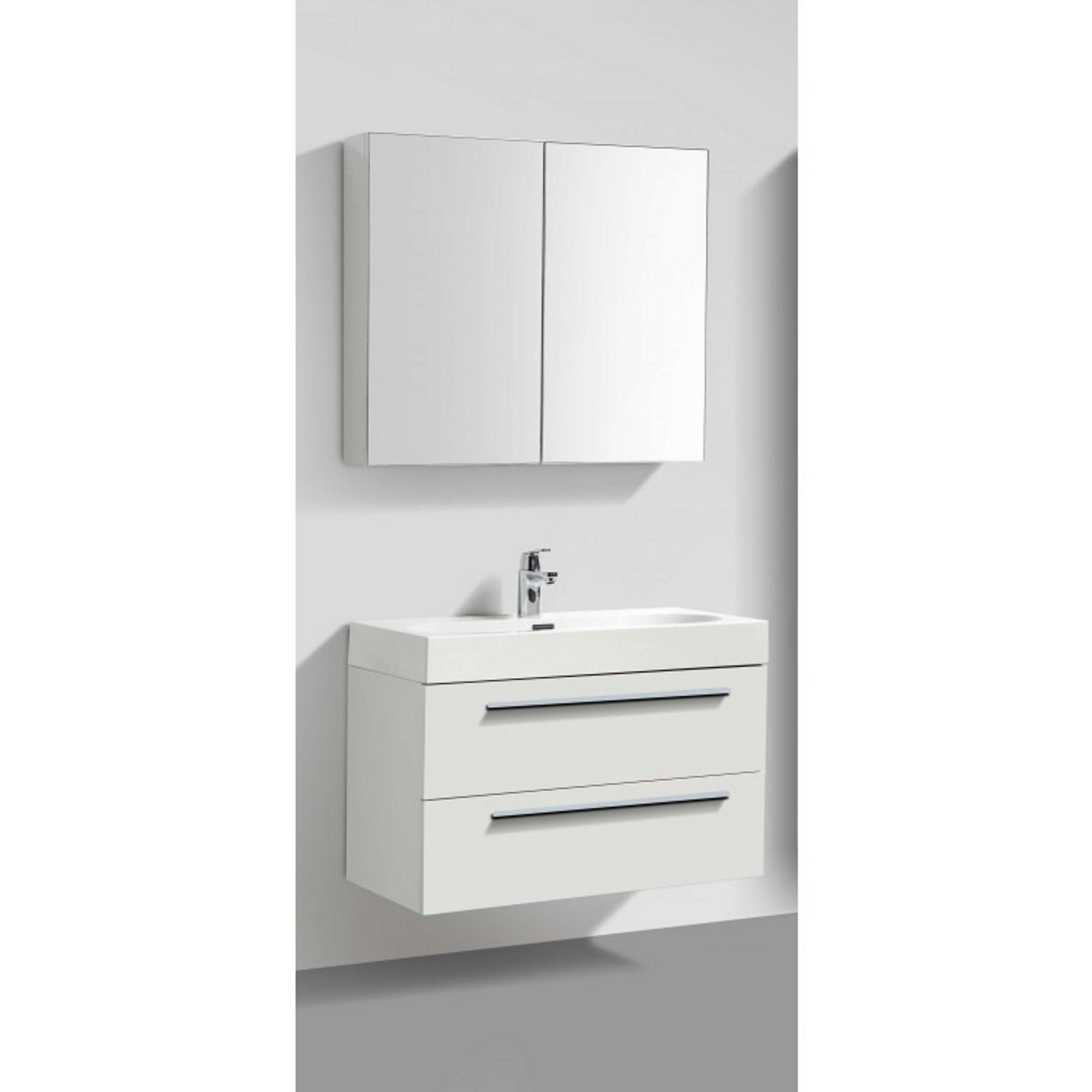 SANIMAR Barcelona Badkamermeubelset 80 cm - Wit - Inclusief Spiegelkast