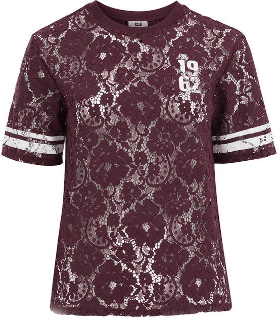 WE Fashion Dames jersey oversized T-shirt van kant