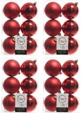Decoris Kerstballen - 24x st - rood - D8 cm - kunststof - mat/glans - kerstversiering