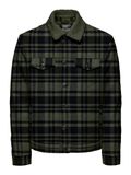 ONLY & SONS ONSLOUIS TRUCKER TEDDY CHECK 3526 JACKET Heren Jas Forest Night Katoen XXL