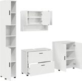 vidaXL Badkamerkastset, 4 stuks, hoogglanzend wit, 35 x 30 x 192 cm