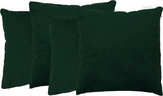 Lyonette - Sierkussens - Velvet - Donker Groen - 45x45 cm - Set van 4