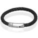 LGT JWLS LGT Jewels Leren armband Heren Edelstaal Zilverkleurig Zwart - 19cm