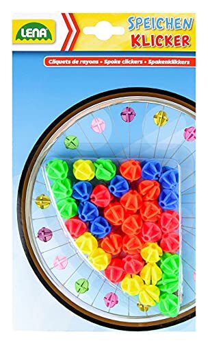 SIMM Spielwaren Lena 61094-36 stuks spaakklikkers kralen kleurenmix, spaakkralen voor fiets, driewieler of scooter, spaakclips als accessoire voor kinderfiets, kleurrijke kunststof clips voor kinderen vanaf 3 jaar