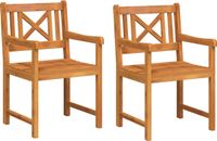 vidaXL Tuinstoelen - 2 stuks - Naturel - Massief Acacia Hout