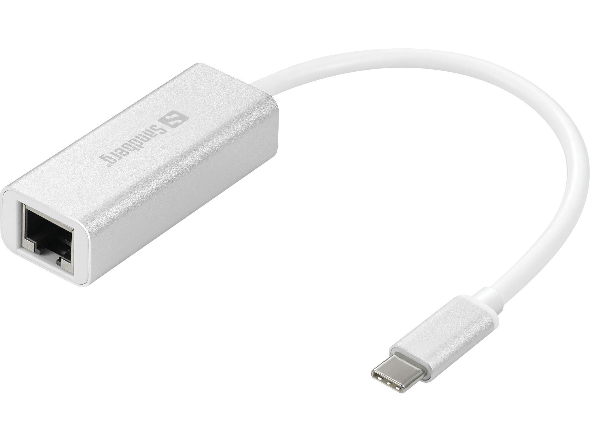 Sandberg USB-C Gigabit Network Adapter - White/Aluminum