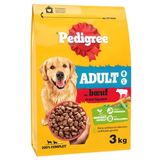 PEDIGREE Adult droogvoer met rundvlees en groenten voor volwassen honden, sup10 kg, 3 kg